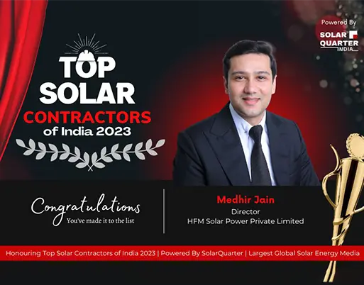 Mr. Medhir Jain, Top Solar Contractors of India, 2023